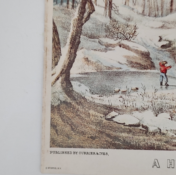 Vintage 1971 "A Home in the Wilderson" Currier & Ives Lithograph Print - Picture 6 of 11